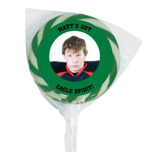 Green School Spirit Custom Photo Swirl Pops (24 Piece(s))