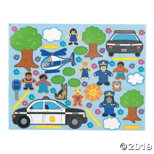 12 DIY Police Sticker Scenes (Per Dozen)