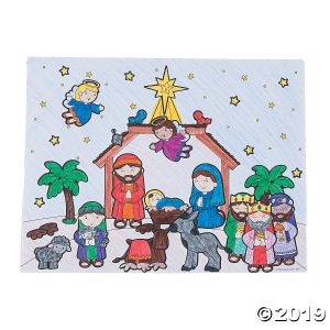 Color Your Own Nativity Sticker Scenes (Per Dozen)