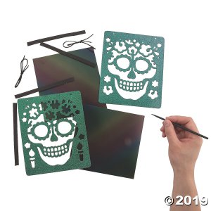 Magic Color Scratch Day of the Dead Suncatchers Craft Kit (Per Dozen)