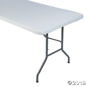 White Fitted Rectangle Plastic Tablecloth (1 Piece(s))