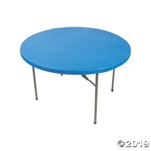 Blue Fitted Round Plastic Tablecloth (1 Piece(s))