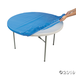 Blue Fitted Round Plastic Tablecloth (1 Piece(s))