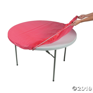Red Fitted Round Plastic Tablecloth (1 Piece(s))