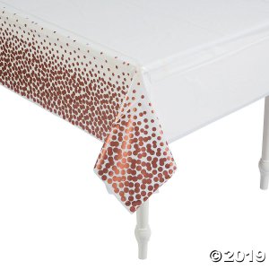 White with Rose Gold Foil Dots Tablecloth (1 Piece(s))
