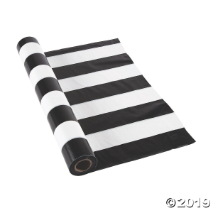 Black & White Striped Plastic Tablecloth Roll (1 Roll(s))