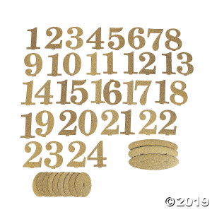 1 - 24 Gold Glitter Table Numbers (24 Piece(s))