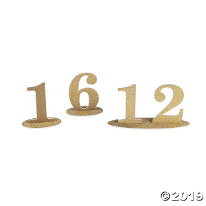 1 - 12 Gold Glitter Table Numbers (Per Dozen)