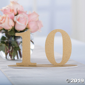 1 - 12 Gold Glitter Table Numbers (Per Dozen)