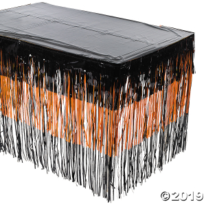 Orange & Black Halloween Fringe Table Skirt (1 Piece(s))