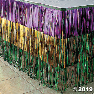 Tri-Color Metallic Fringe Mardi Gras Table Skirt (1 Piece(s))