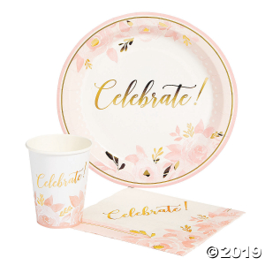 Lillian & Rose Pink & Gold Celebrate Bridal Shower Tableware Set (1 Set(s))