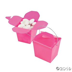 Mini Hot Pink Takeout Boxes (Per Dozen)