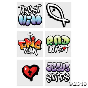 Jesus Graffiti Temporary Tattoos (72 Piece(s))