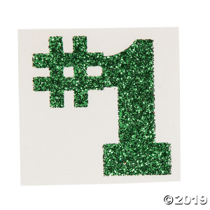 #1 Green Glitter Tattoo Stickers (Per Dozen)