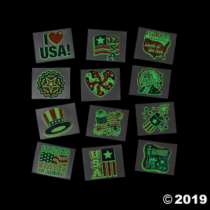 Glow-in-the-Dark Patriotic Tattoos (72 Piece(s))