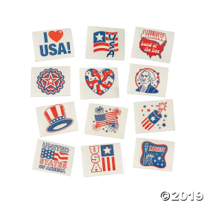 Glow-in-the-Dark Patriotic Tattoos (72 Piece(s))