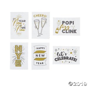 New Year's Eve Gold Metallic Temporary Tattoos (72 Piece(s))