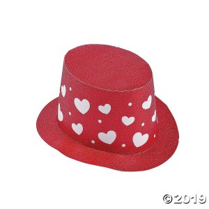 Valentine's Day Glitter Top Hats (Per Dozen)
