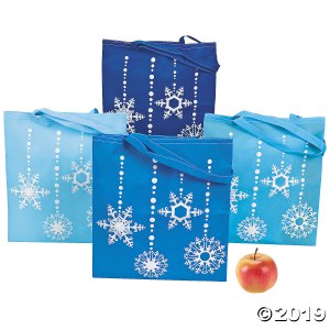 Large Blue Snowflake Tote Bags (Per Dozen)