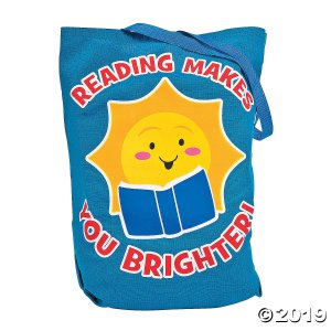 Large Reading Makes You Brighter Canvas Book Tote Bags (6 Piece(s))