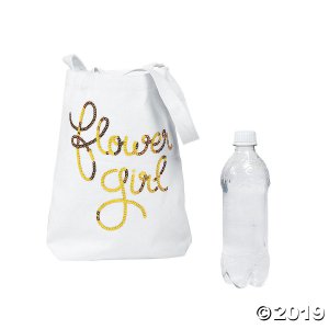 Sequin Flower Girl Canvas Tote Bag (1 Piece(s))