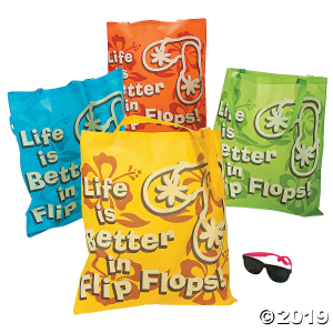 Large Life Is Better in Flip Flops Tote Bags (Per Dozen)