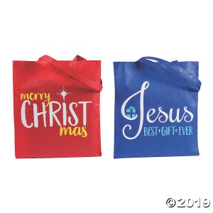 Large Religious Christmas Tote Bags (Per Dozen)