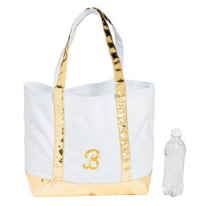 Monogrammed White with Gold Tote Bag (1 Piece(s))