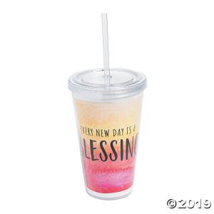 Plastic Blessing Tumbler with Lid & Straw (1 Piece(s))