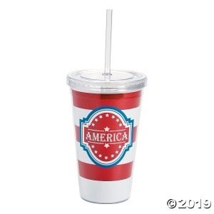 Patriotic Plastic Tumbler with Straw (1 Piece(s))