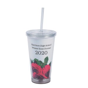 Personalized Rose Tumbler with Straw (1 Piece(s))