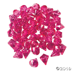 Hot Pink Diamond-Shaped Acrylic Gems (25 Piece(s))