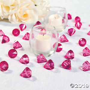 Hot Pink Diamond-Shaped Acrylic Gems (25 Piece(s))