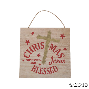 Christmas Obsessed & Jesus Blessed Sign (1 Piece(s))