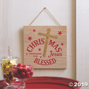 Christmas Obsessed & Jesus Blessed Sign (1 Piece(s))