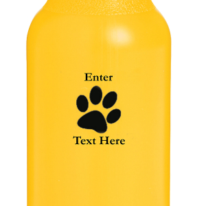 Opaque Yellow Paw Print Personalized Plastic Water Bottles (50 Piece(s))