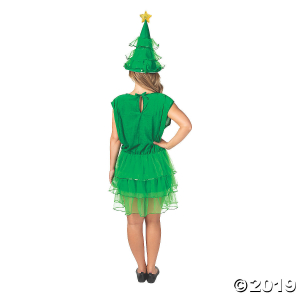Women's Christmas Tree Dress and Hat Costume (1 Set(s))