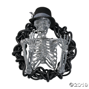 Glittered Skeleton Wreath Halloween Decoration (1 Piece(s))