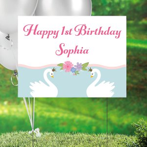 Personalized Sweet Swan Plastic Yard Sign (1 Piece(s))