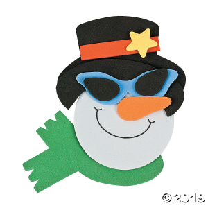 Smile Face Snowman with Sunglasses Magnet Craft Kit (Makes 12)