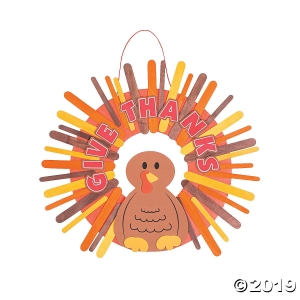 Give Thanks Craft Stick Wreath Craft Kit (Makes 6)