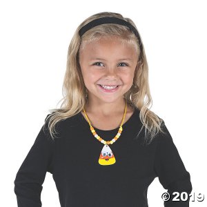 Smile Face Candy Corn Beaded Necklace Craft Kit (Makes 12)