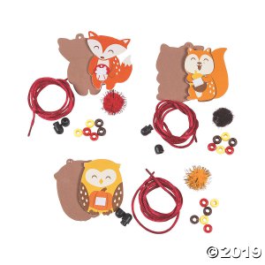 Fall Character Pom-Pom Necklace Craft Kit (Makes 12)