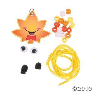 Smile Face Leaf Beaded Necklace Craft Kit (Makes 12)