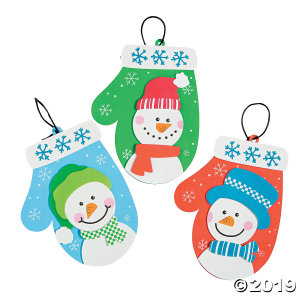 Snowman Mitten Christmas Ornament Craft Kit (Makes 12)