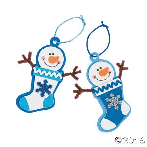 Winter Snowman Stocking Christmas Ornament Craft Kit (Makes 12)