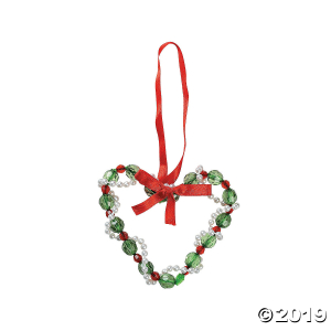 Beaded Heart Christmas Ornament Craft Kit (Makes 12)