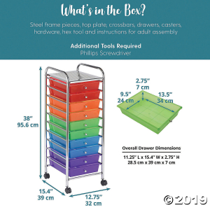 10 - Drawer Mobile Organizer - Assorted Color Drawers (1 Unit(s))