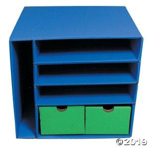Management Center, 4 Slots and 2 Drawers, Blue, 12-3/8"H x 13-1/2"W x 12-3/8"D (1 Piece(s))